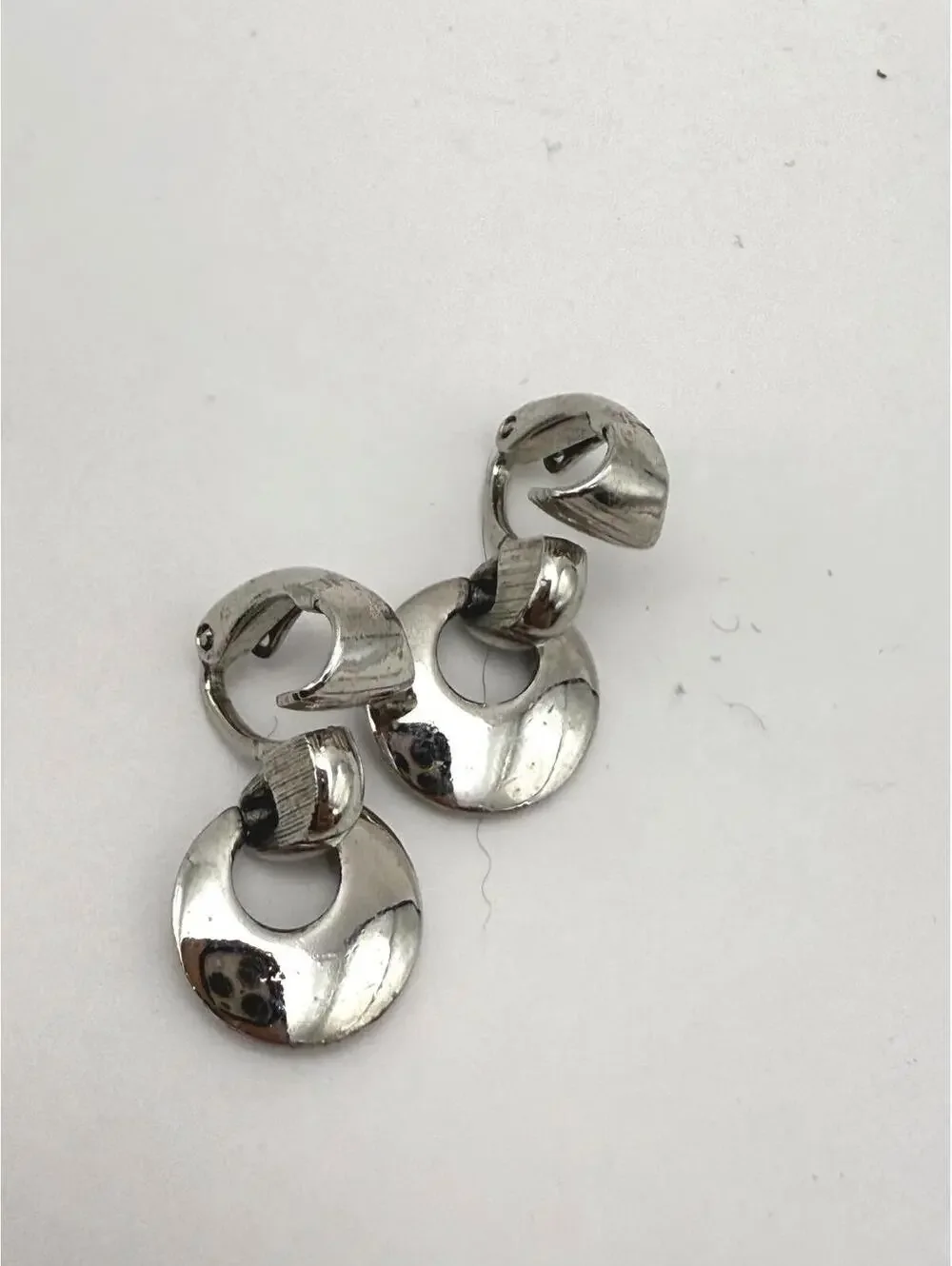Trifari Silver Tone Clip-On Hoop Earrings